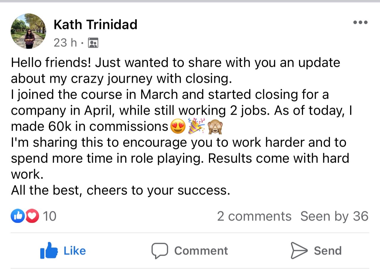 Student Kath made $60k in commissions while working two jobs